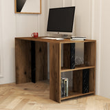 Birou Lima - Walnut, Black Marble, Nuc - Negru, 120x60x75 cm