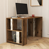 Birou Lima - Walnut, White Marble, Nuc - Alb, 120x60x75 cm