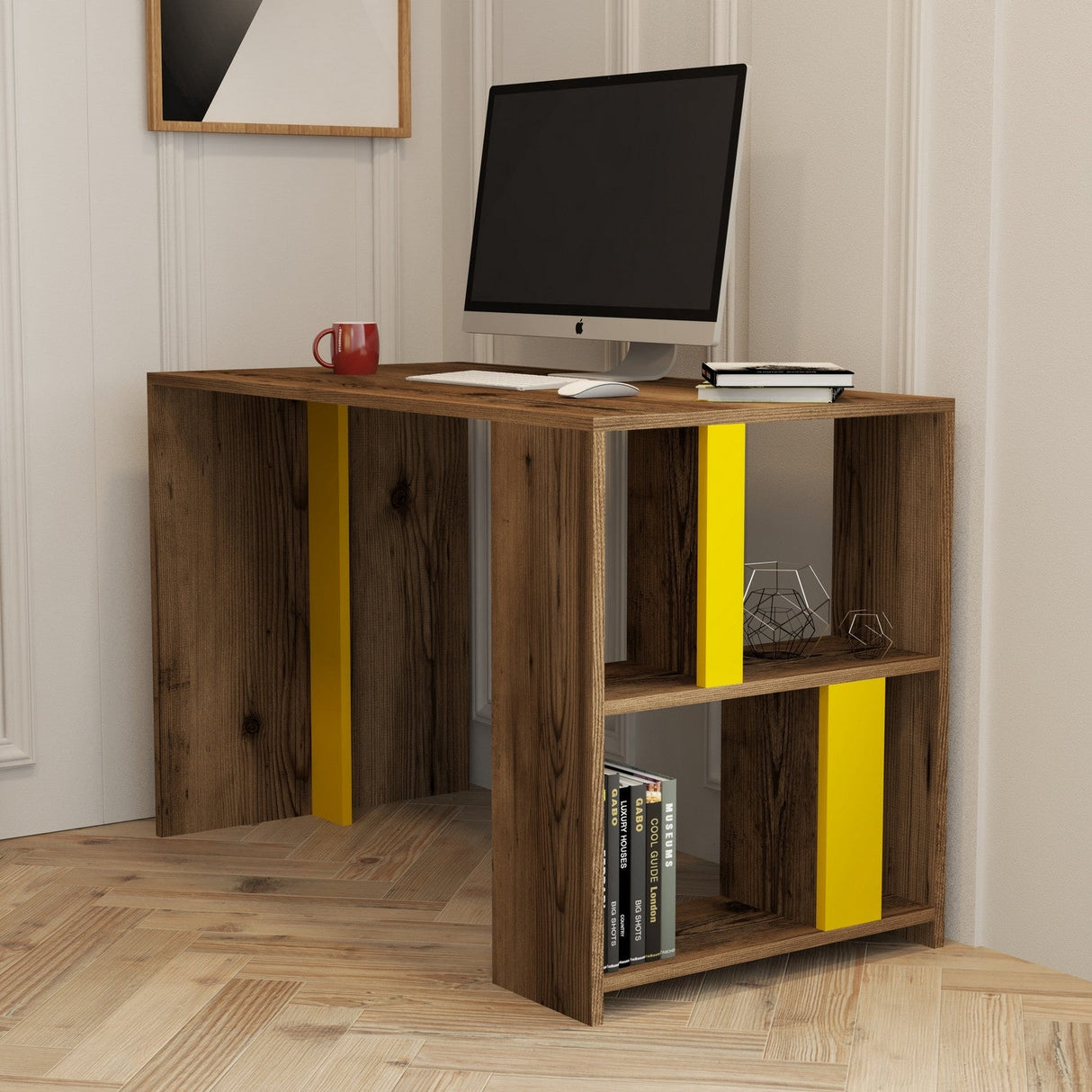 Birou Lima, Diverse culori, 120x60x75 cm - Nuc - Galben | SKU: 845HCT3844 | Birou Lima, 120x60x75 cm, varianta Nuc - Galben, produs pentru amenajarea locuinței, disponibil online în România la CasaMob