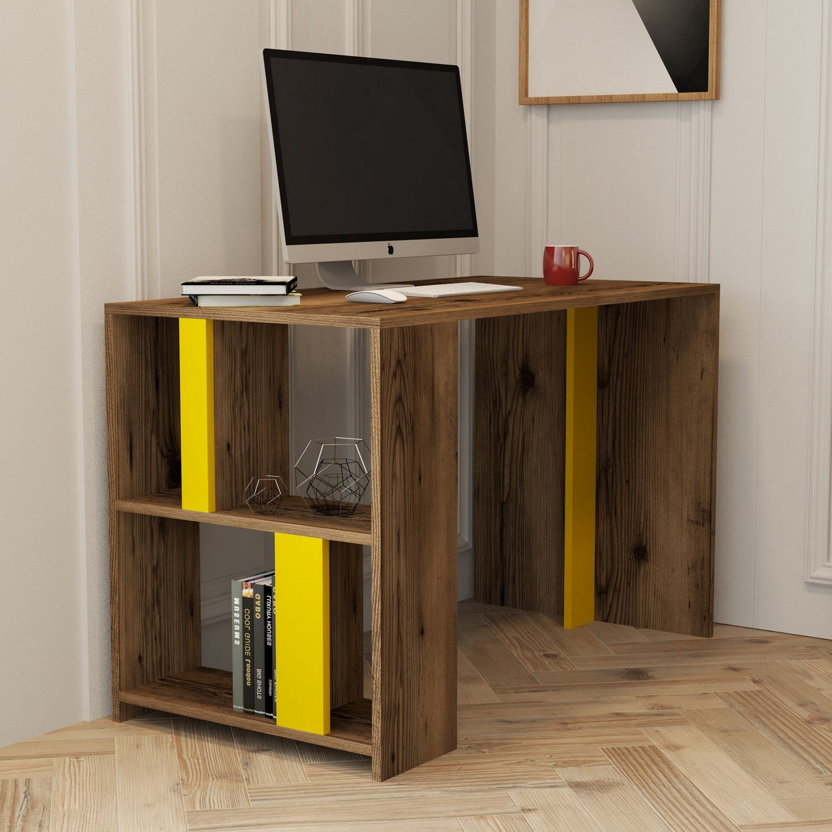 Birou Lima, Diverse culori, 120x60x75 cm - Nuc - Galben | SKU: 845HCT3844 | Birou Lima, 120x60x75 cm, varianta Nuc - Galben, produs pentru amenajarea locuinței, disponibil online în România la CasaMob