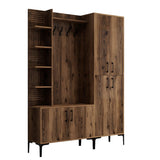 Cuier cu pantofar Ariel cu Usi, Nuc, 60x200x35 cm