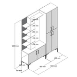 Cuier cu pantofar Ariel cu Usi, Nuc, 60x200x35 cm