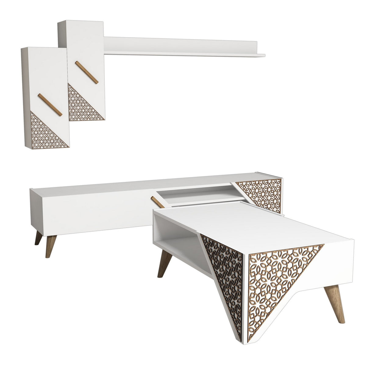 Set mobilă pentru sufragerie Beril, Diverse culori, 180x37x40 cm - Alb | SKU: 845HCT5201 | Set mobilă pentru sufragerie Beril, 180x37x40 cm, varianta Alb, produs pentru amenajarea locuinței, disponibil online în România la CasaMob
