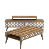 Set mobilă pentru sufragerie City, Diverse culori, 140x42x49 cm - Nuc - Alb | SKU: 845HCT5205 | Set mobilă pentru sufragerie City, 140x42x49 cm, varianta Nuc - Alb, produs pentru amenajarea locuinței, disponibil online în România la CasaMob
