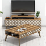 Set mobilă pentru sufragerie City, Diverse culori, 140x42x49 cm - Nuc - Crem | SKU: 845HCT5208 | Set mobilă pentru sufragerie City, 140x42x49 cm, varianta Nuc - Crem, produs pentru amenajarea locuinței, disponibil online în România la CasaMob