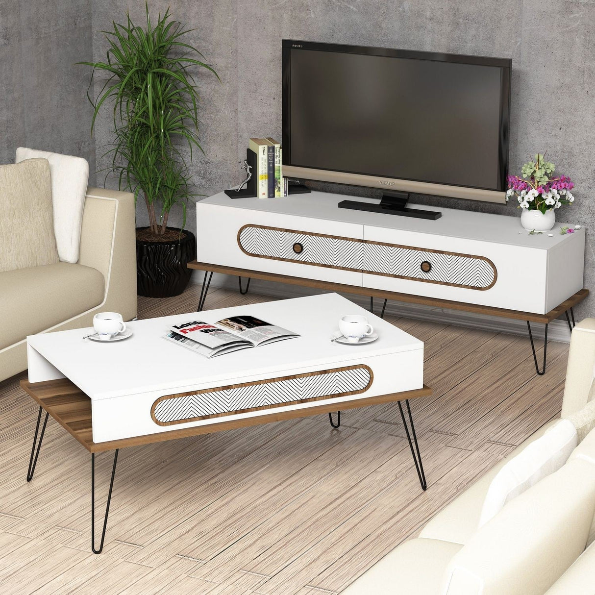 Set mobilă pentru sufragerie Ekol, Diverse culori, 145x37x45 cm - Alb | SKU: 845HCT5210 | Set mobilă pentru sufragerie Ekol, 145x37x45 cm, varianta Alb, produs pentru amenajarea locuinței, disponibil online în România la CasaMob