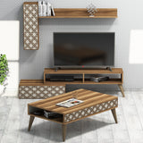 Set mobilă pentru sufragerie Planet, Diverse culori, 150x38x37 cm - Nuc - Crem | SKU: 845HCT5217 | Set mobilă pentru sufragerie Planet, 150x38x37 cm, varianta Nuc - Crem, produs pentru amenajarea locuinței, disponibil online în România la CasaMob