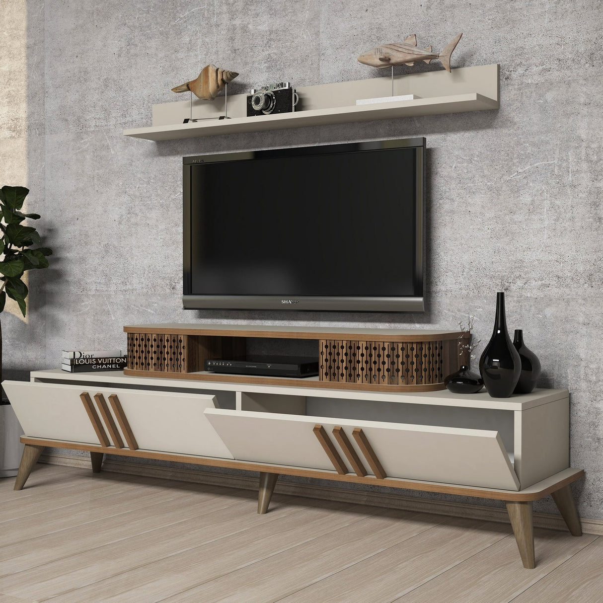 Set mobilă pentru sufragerie Eylül, Diverse culori, 168x39x52 cm - Crem | SKU: 845HCT5221 | Set mobilă pentru sufragerie Eylül, 168x39x52 cm, varianta Crem, produs pentru amenajarea locuinței, disponibil online în România la CasaMob