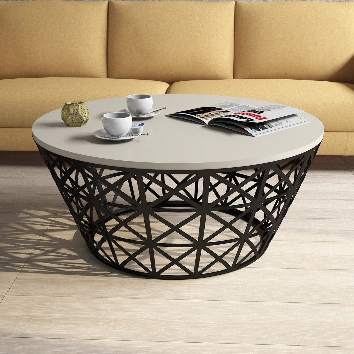 Măsuță de cafea Stil Metal Ferforje, Diverse culori, Diverse configurații, Diverse dimensiuni - Crem - Negru - 90x38x90 cm - Standard | SKU: 845HCT5226 | Măsuță de cafea Stil Metal Ferforje, varianta Crem - Negru - 90x38x90 cm - Standard, produs pentru amenajarea locuinței, disponibil online în România la CasaMob