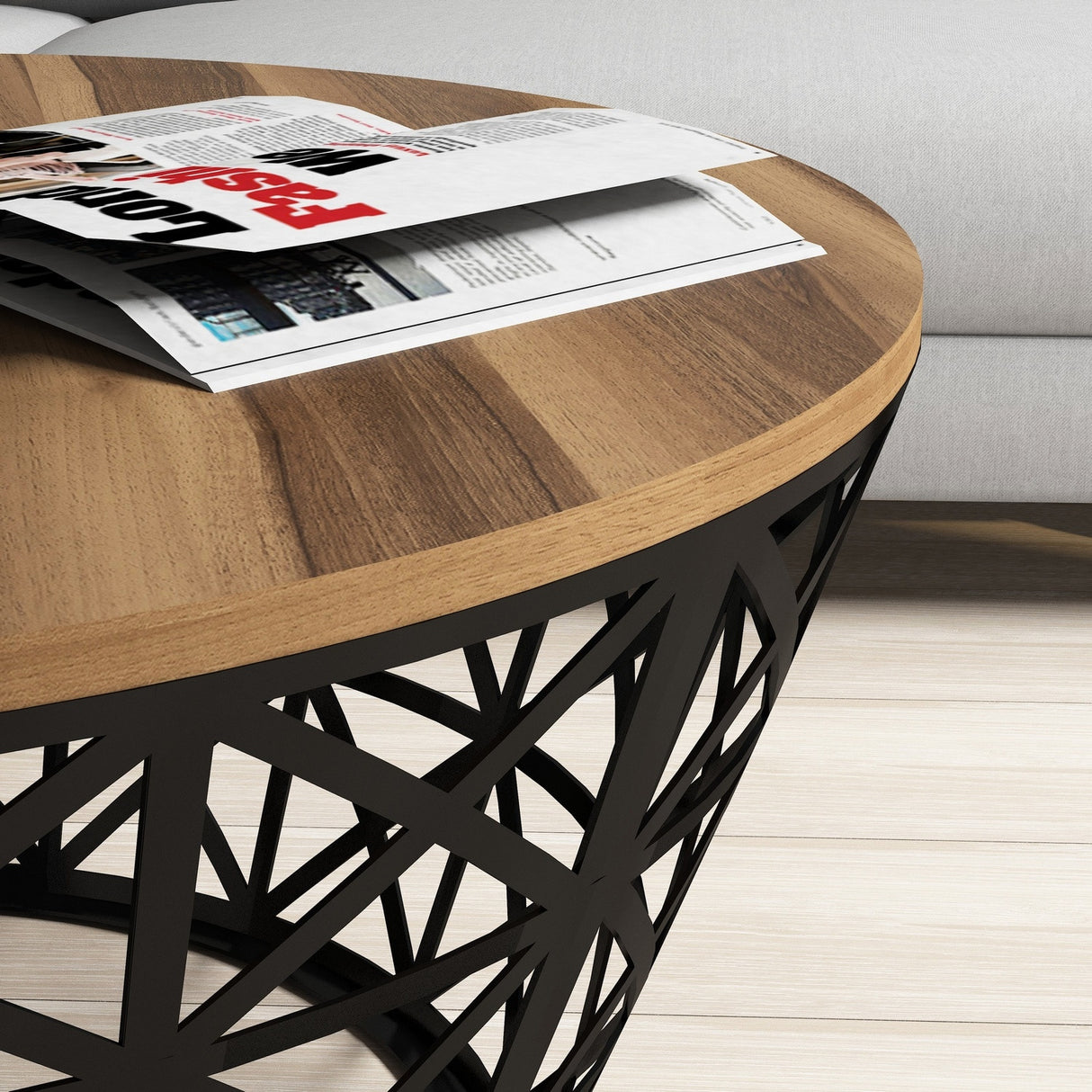Măsuță de cafea Stil Metal Ferforje, Diverse culori, Diverse configurații, Diverse dimensiuni - Nuc - Negru - 90x38x90 cm - Standard | SKU: 845HCT5223 | Măsuță de cafea Stil Metal Ferforje, varianta Nuc - Negru - 90x38x90 cm - Standard, produs pentru amenajarea locuinței, disponibil online în România la CasaMob