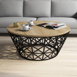 Măsuță de cafea Stil Metal Ferforje, Diverse culori, Diverse configurații, Diverse dimensiuni - Stejar - Negru - 90x90x38 cm - Standard | SKU: 845HCT5225 | Măsuță de cafea Stil Metal Ferforje, varianta Stejar - Negru - 90x90x38 cm - Standard, produs pentru amenajarea locuinței, disponibil online în România la CasaMob