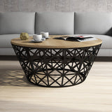 Măsuță de cafea Stil Metal Ferforje, Diverse culori, Diverse configurații, Diverse dimensiuni - Stejar - Negru - 90x90x38 cm - Standard | SKU: 845HCT5225 | Măsuță de cafea Stil Metal Ferforje, varianta Stejar - Negru - 90x90x38 cm - Standard, produs pentru amenajarea locuinței, disponibil online în România la CasaMob