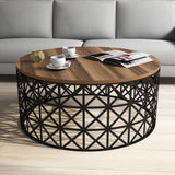 Măsuță de cafea Selin Metal Ferforje, Diverse culori, 90x38x90 cm - Nuc - Negru | SKU: 845HCT5227 | Măsuță de cafea Selin Metal Ferforje, 90x38x90 cm, varianta Nuc - Negru, produs pentru amenajarea locuinței, disponibil online în România la CasaMob