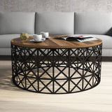 Măsuță de cafea Selin Metal Ferforje, Diverse culori, 90x38x90 cm - Nuc - Negru | SKU: 845HCT5227 | Măsuță de cafea Selin Metal Ferforje, 90x38x90 cm, varianta Nuc - Negru, produs pentru amenajarea locuinței, disponibil online în România la CasaMob