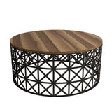 Măsuță de cafea Selin Metal Ferforje, Diverse culori, 90x38x90 cm - Nuc - Negru | SKU: 845HCT5227 | Măsuță de cafea Selin Metal Ferforje, 90x38x90 cm, varianta Nuc - Negru, produs pentru amenajarea locuinței, disponibil online în România la CasaMob