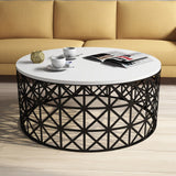 Măsuță de cafea Selin Metal Ferforje, Diverse culori, 90x38x90 cm - Alb - Negru | SKU: 845HCT5228 | Măsuță de cafea Selin Metal Ferforje, 90x38x90 cm, varianta Alb - Negru, produs pentru amenajarea locuinței, disponibil online în România la CasaMob