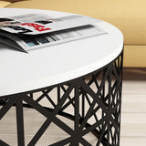 Măsuță de cafea Selin Metal Ferforje, Diverse culori, 90x38x90 cm - Alb - Negru | SKU: 845HCT5228 | Măsuță de cafea Selin Metal Ferforje, 90x38x90 cm, varianta Alb - Negru, produs pentru amenajarea locuinței, disponibil online în România la CasaMob