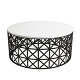 Măsuță de cafea Selin Metal Ferforje, Diverse culori, 90x38x90 cm - Alb - Negru | SKU: 845HCT5228 | Măsuță de cafea Selin Metal Ferforje, 90x38x90 cm, varianta Alb - Negru, produs pentru amenajarea locuinței, disponibil online în România la CasaMob