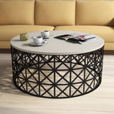 Măsuță de cafea Selin Metal Ferforje, Diverse culori, 90x38x90 cm - Crem - Negru | SKU: 845HCT5230 | Măsuță de cafea Selin Metal Ferforje, 90x38x90 cm, varianta Crem - Negru, produs pentru amenajarea locuinței, disponibil online în România la CasaMob