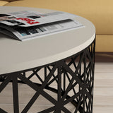 Măsuță de cafea Selin Metal Ferforje, Diverse culori, 90x38x90 cm - Crem - Negru | SKU: 845HCT5230 | Măsuță de cafea Selin Metal Ferforje, 90x38x90 cm, varianta Crem - Negru, produs pentru amenajarea locuinței, disponibil online în România la CasaMob