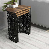 Măsuță de cafea Stil Metal Ferforje, Diverse culori, Diverse configurații, Diverse dimensiuni - Nuc - Negru - 46x33x62 cm - 3 bucăți | SKU: 845HCT5231 | Măsuță de cafea Stil Metal Ferforje, varianta Nuc - Negru - 46x33x62 cm - 3 bucăți, produs pentru amenajarea locuinței, disponibil online în România la CasaMob
