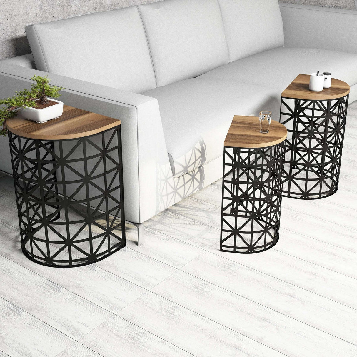 Măsuță de cafea Stil Metal Ferforje, Diverse culori, Diverse configurații, Diverse dimensiuni - Nuc - Negru - 46x33x62 cm - 3 bucăți | SKU: 845HCT5231 | Măsuță de cafea Stil Metal Ferforje, varianta Nuc - Negru - 46x33x62 cm - 3 bucăți, produs pentru amenajarea locuinței, disponibil online în România la CasaMob