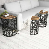 Măsuță de cafea Stil Metal Ferforje, Diverse culori, Diverse configurații, Diverse dimensiuni - Nuc - Negru - 46x33x62 cm - 3 bucăți | SKU: 845HCT5231 | Măsuță de cafea Stil Metal Ferforje, varianta Nuc - Negru - 46x33x62 cm - 3 bucăți, produs pentru amenajarea locuinței, disponibil online în România la CasaMob