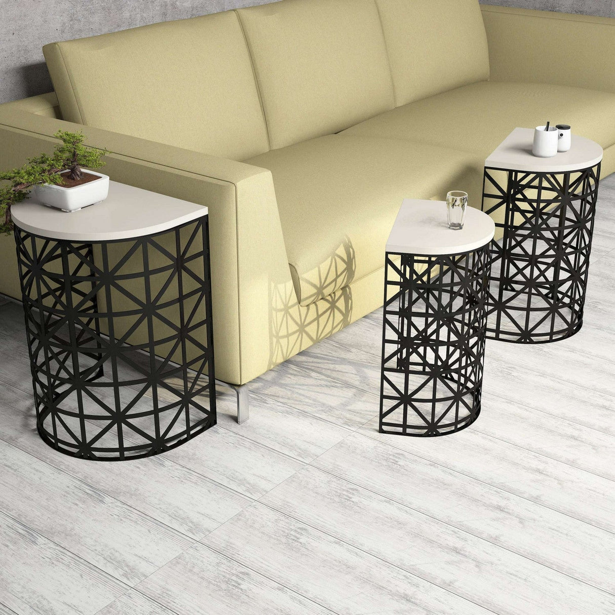 Măsuță de cafea Stil Metal Ferforje, Diverse culori, Diverse configurații, Diverse dimensiuni - Crem - Negru - 46x33x62 cm - 3 bucăți | SKU: 845HCT5234 | Măsuță de cafea Stil Metal Ferforje, varianta Crem - Negru - 46x33x62 cm - 3 bucăți, produs pentru amenajarea locuinței, disponibil online în România la CasaMob