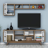Set mobilă pentru sufragerie Ayla, Diverse culori, 160x35x56 cm - Nuc - Alb | SKU: 845HCT5236 | Set mobilă pentru sufragerie Ayla, 160x35x56 cm, varianta Nuc - Alb, produs pentru amenajarea locuinței, disponibil online în România la CasaMob