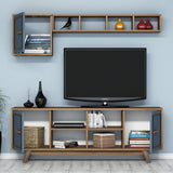 Set mobilă pentru sufragerie Ayla, Diverse culori, 160x35x56 cm - Nuc - Albastru | SKU: 845HCT5238 | Set mobilă pentru sufragerie Ayla, 160x35x56 cm, varianta Nuc - Albastru, produs pentru amenajarea locuinței, disponibil online în România la CasaMob