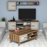 Set mobilă pentru sufragerie Ayla, Diverse culori, 160x35x56 cm - Nuc - Crem | SKU: 845HCT5239 | Set mobilă pentru sufragerie Ayla, 160x35x56 cm, varianta Nuc - Crem, produs pentru amenajarea locuinței, disponibil online în România la CasaMob