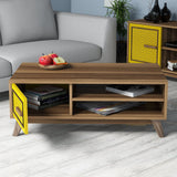 Set mobilă pentru sufragerie Ayla, Diverse culori, 160x35x56 cm - Nuc - Galben | SKU: 845HCT5240 | Set mobilă pentru sufragerie Ayla, 160x35x56 cm, varianta Nuc - Galben, produs pentru amenajarea locuinței, disponibil online în România la CasaMob