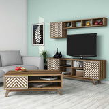 Set mobilă pentru sufragerie Inci, Diverse culori, 160x35x56 cm - Nuc - Alb | SKU: 845HCT5241 | Set mobilă pentru sufragerie Inci, 160x35x56 cm, varianta Nuc - Alb, produs pentru amenajarea locuinței, disponibil online în România la CasaMob