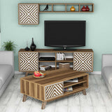 Set mobilă pentru sufragerie Inci, Diverse culori, 160x35x56 cm - Nuc - Alb | SKU: 845HCT5241 | Set mobilă pentru sufragerie Inci, 160x35x56 cm, varianta Nuc - Alb, produs pentru amenajarea locuinței, disponibil online în România la CasaMob