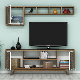 Set mobilă pentru sufragerie Inci, Diverse culori, 160x35x56 cm - Nuc - Alb | SKU: 845HCT5241 | Set mobilă pentru sufragerie Inci, 160x35x56 cm, varianta Nuc - Alb, produs pentru amenajarea locuinței, disponibil online în România la CasaMob