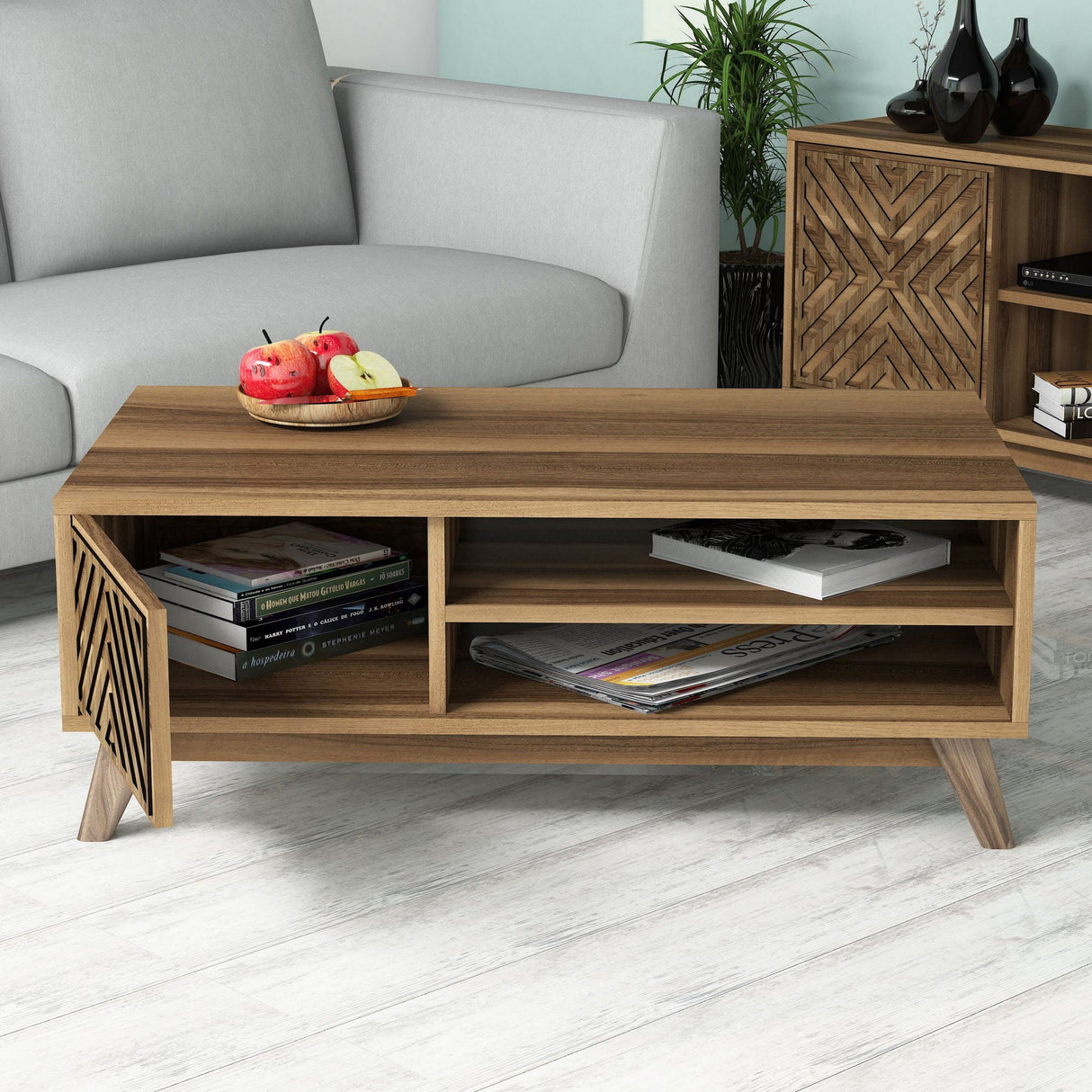 Set mobilă pentru sufragerie Inci, Diverse culori, 160x35x56 cm - Nuc | SKU: 845HCT5242 | Set mobilă pentru sufragerie Inci, 160x35x56 cm, varianta Nuc, produs pentru amenajarea locuinței, disponibil online în România la CasaMob