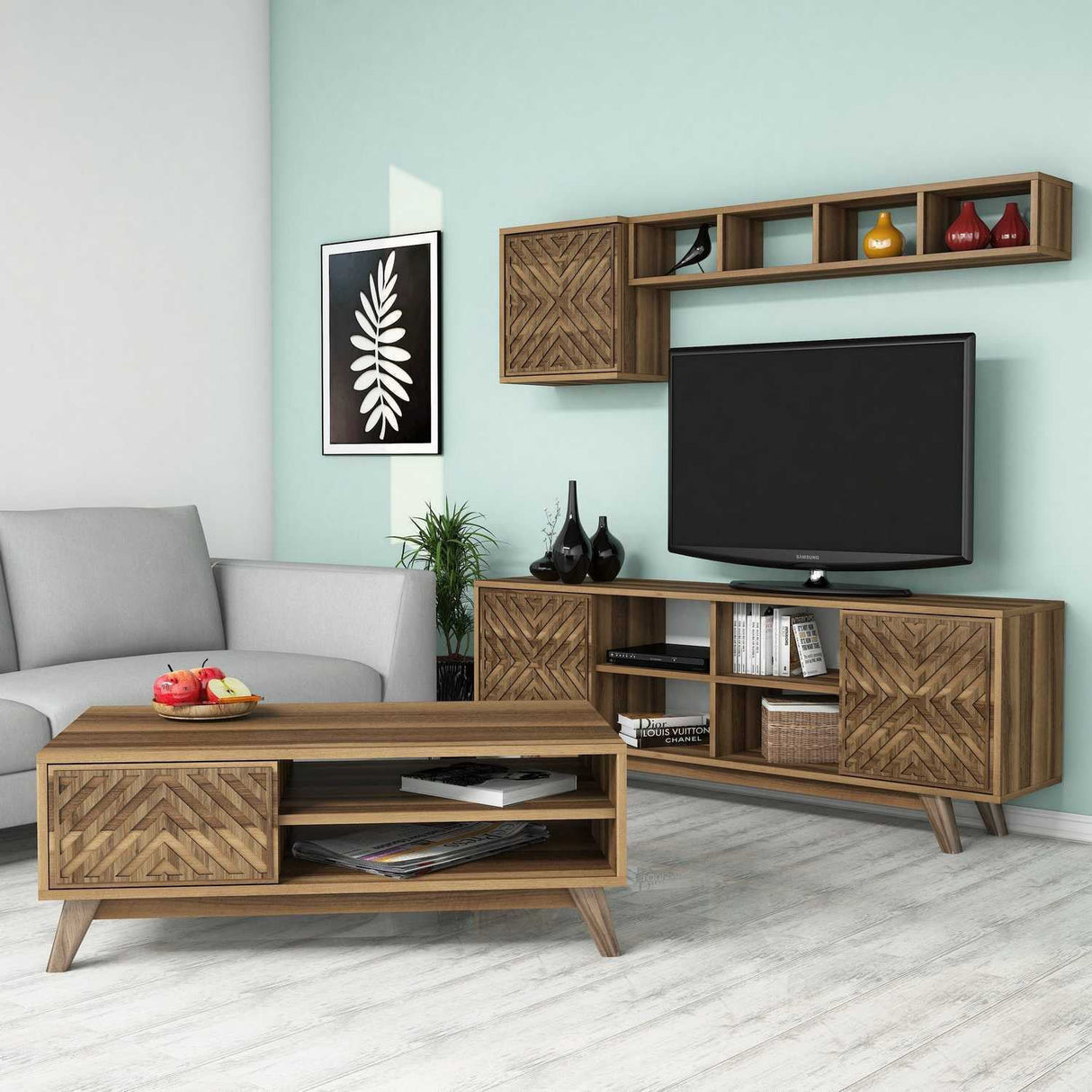 Set mobilă pentru sufragerie Inci, Diverse culori, 160x35x56 cm - Nuc | SKU: 845HCT5242 | Set mobilă pentru sufragerie Inci, 160x35x56 cm, varianta Nuc, produs pentru amenajarea locuinței, disponibil online în România la CasaMob
