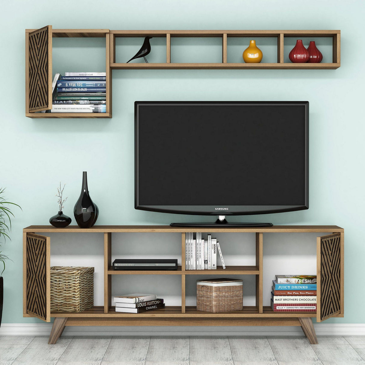 Set mobilă pentru sufragerie Inci, Diverse culori, 160x35x56 cm - Nuc | SKU: 845HCT5242 | Set mobilă pentru sufragerie Inci, 160x35x56 cm, varianta Nuc, produs pentru amenajarea locuinței, disponibil online în România la CasaMob