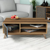 Set mobilă pentru sufragerie Inci, Diverse culori, 160x35x56 cm - Nuc - Albastru | SKU: 845HCT5243 | Set mobilă pentru sufragerie Inci, 160x35x56 cm, varianta Nuc - Albastru, produs pentru amenajarea locuinței, disponibil online în România la CasaMob