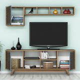 Set mobilă pentru sufragerie Inci, Diverse culori, 160x35x56 cm - Nuc - Albastru | SKU: 845HCT5243 | Set mobilă pentru sufragerie Inci, 160x35x56 cm, varianta Nuc - Albastru, produs pentru amenajarea locuinței, disponibil online în România la CasaMob