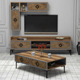 Set mobilă pentru sufragerie Samba, Diverse culori, 180x35x52 cm - Nuc - Albastru | SKU: 845HCT5247 | Set mobilă pentru sufragerie Samba, 180x35x52 cm, varianta Nuc - Albastru, produs pentru amenajarea locuinței, disponibil online în România la CasaMob