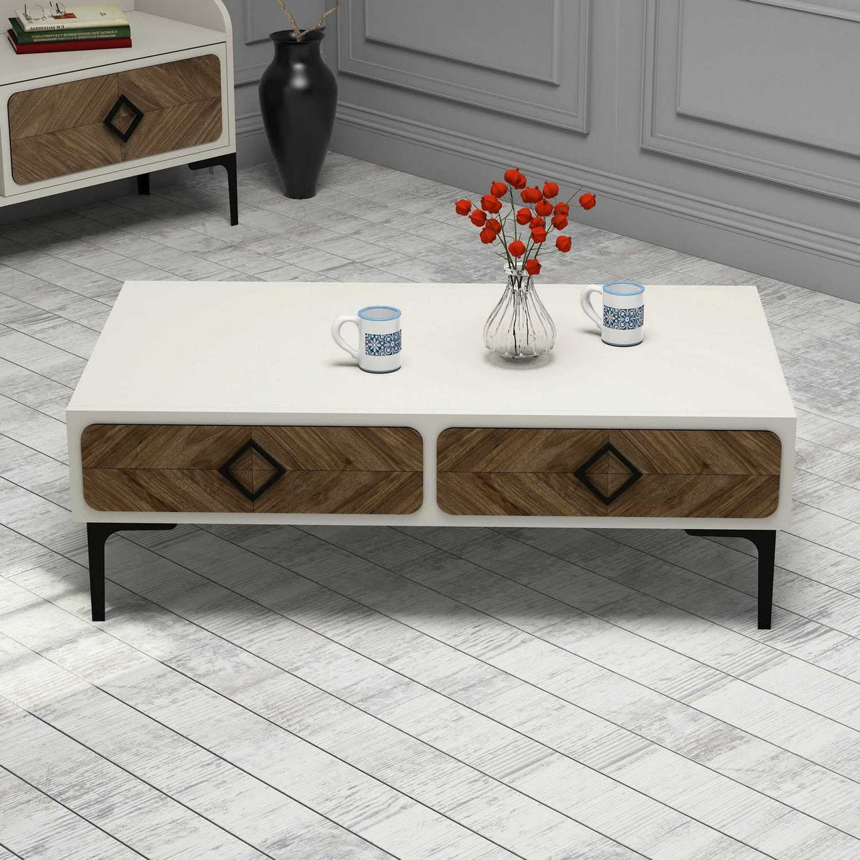Set mobilă pentru sufragerie Samba, Diverse culori, 180x35x52 cm - Nuc - Crem | SKU: 845HCT5248 | Set mobilă pentru sufragerie Samba, 180x35x52 cm, varianta Nuc - Crem, produs pentru amenajarea locuinței, disponibil online în România la CasaMob
