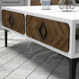 Set mobilă pentru sufragerie Samba, Diverse culori, 180x35x52 cm - Alb - Nuc | SKU: 845HCT5249 | Set mobilă pentru sufragerie Samba, 180x35x52 cm, varianta Alb - Nuc, produs pentru amenajarea locuinței, disponibil online în România la CasaMob