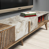 Set mobilă pentru sufragerie Milan - Walnut, White Marble, Nuc - Alb, 180x35x40 cm