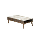 Set mobilă pentru sufragerie Milan - Walnut, White Marble, Nuc - Alb, 180x35x40 cm