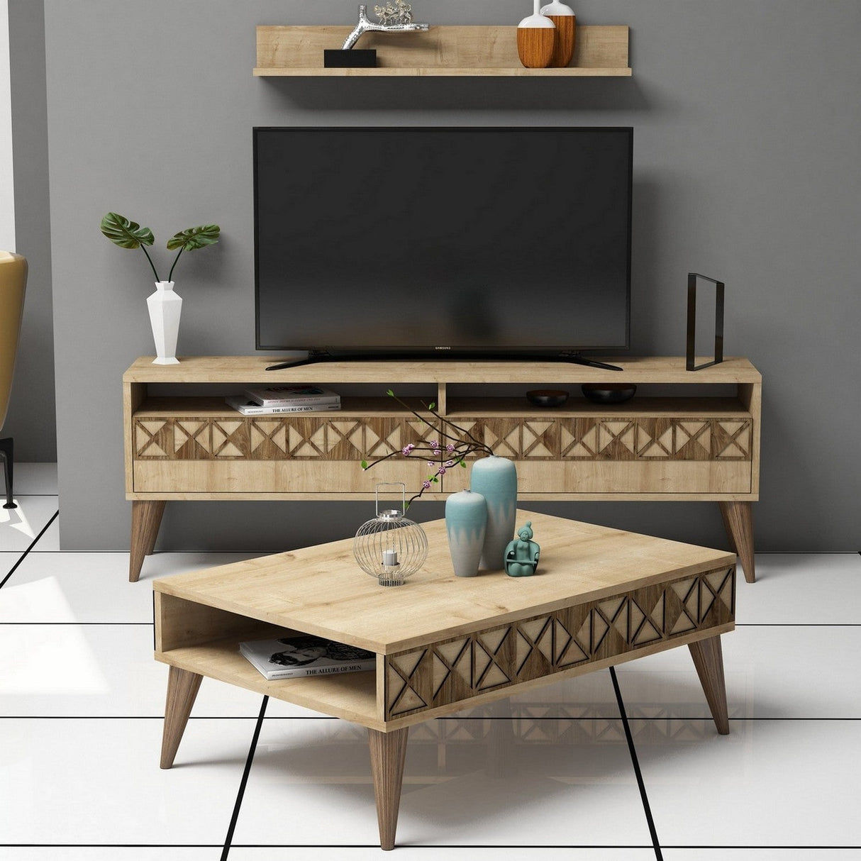 Set mobilă pentru sufragerie Line, Diverse culori, 150x30x50 cm - Stejar | SKU: 845HCT5257 | Set mobilă pentru sufragerie Line, 150x30x50 cm, varianta Stejar, produs pentru amenajarea locuinței, disponibil online în România la CasaMob