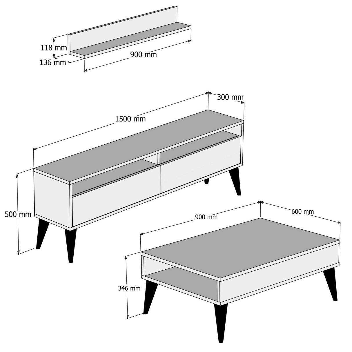 Set mobilă pentru sufragerie Best, Diverse culori, 150x30x50 cm - Nuc | SKU: 845HCT5258 | Set mobilă pentru sufragerie Best, 150x30x50 cm, varianta Nuc, produs pentru amenajarea locuinței, disponibil online în România la CasaMob