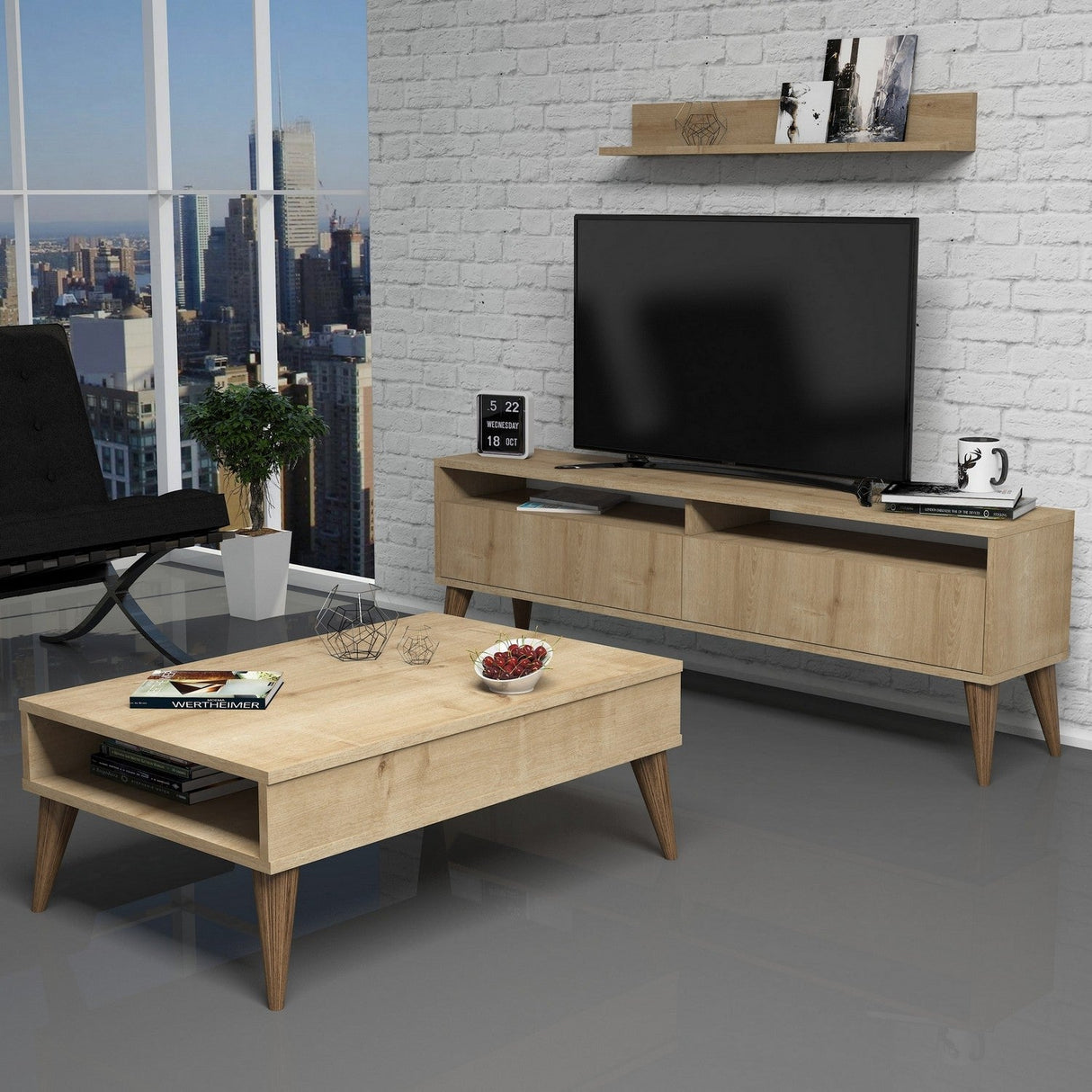 Set mobilă pentru sufragerie Best, Diverse culori, 150x30x50 cm - Stejar | SKU: 845HCT5261 | Set mobilă pentru sufragerie Best, 150x30x50 cm, varianta Stejar, produs pentru amenajarea locuinței, disponibil online în România la CasaMob