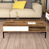 Măsuță de cafea Istanbul, Diverse culori, 105x60x33 cm - Nuc - Alb | SKU: 845HCT5266 | Măsuță de cafea Istanbul, 105x60x33 cm, varianta Nuc - Alb, produs pentru amenajarea locuinței, disponibil online în România la CasaMob