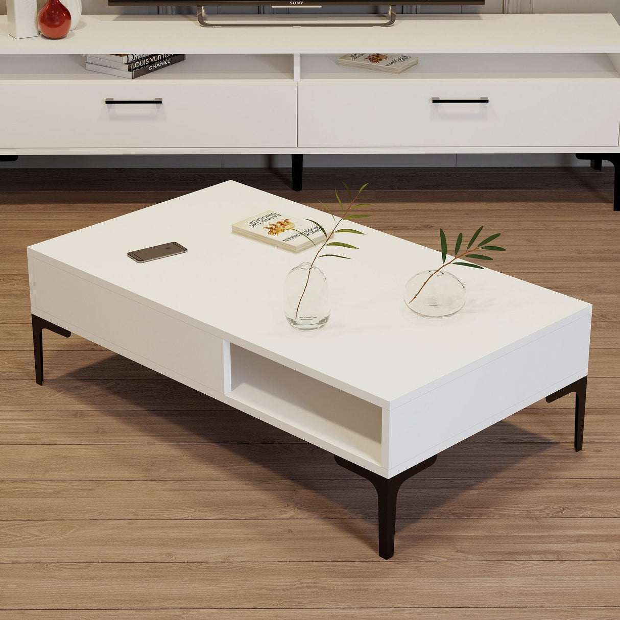 Măsuță de cafea Istanbul, Diverse culori, 105x60x33 cm - Alb | SKU: 845HCT5271 | Măsuță de cafea Istanbul, 105x60x33 cm, varianta Alb, produs pentru amenajarea locuinței, disponibil online în România la CasaMob
